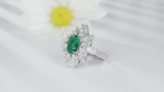 terling Silver Lab - Grown Emerald Ring A – JSEGR1262Y