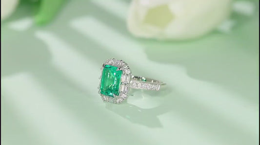Sterling Silver Lab - Grown Emerald Ring A – JSEGR1217Y