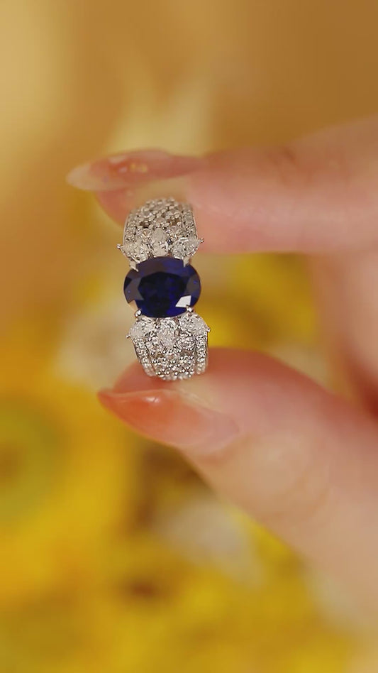 Sterling Silver Lab - Grown Sapphire Ring W – JSABR193Y