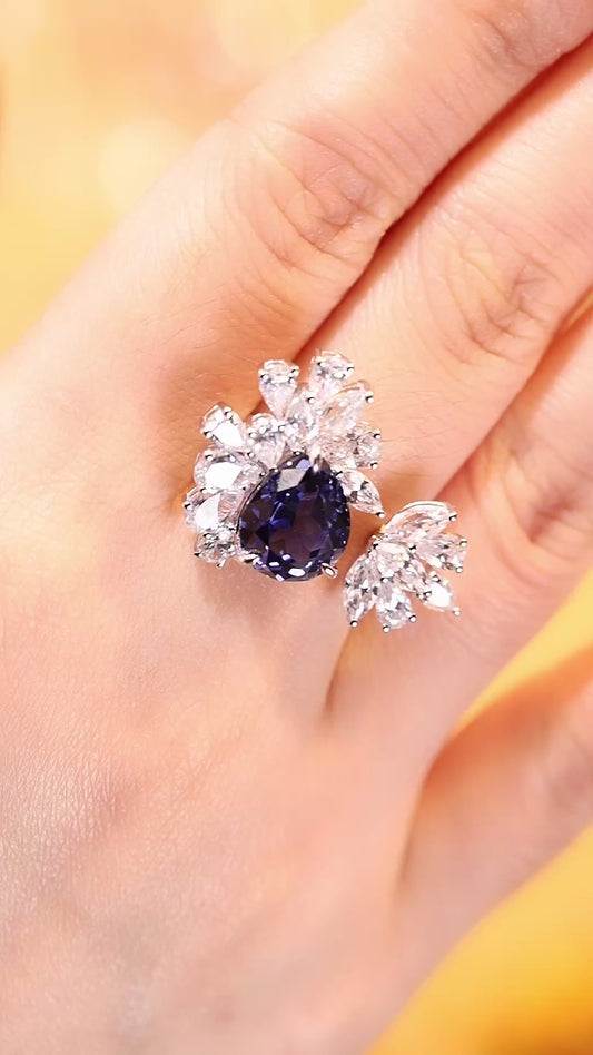 Sterling Silver Lab - Grown Sapphire Ring W – JSABR148Y