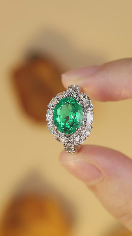 Sterling Silver Lab - Grown Emerald Ring A – JSEGR123Y