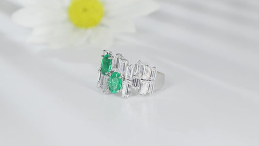 Sterling Silver Lab - Grown Emerald Ring A – JSEGR453Y