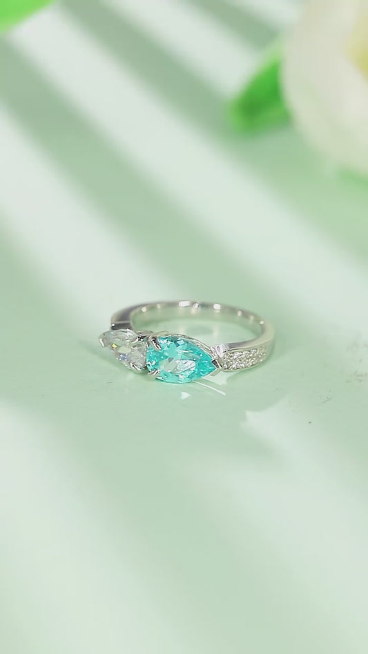 Sterling Silver Lab-Grown Paraiba Ring A – JR402Y