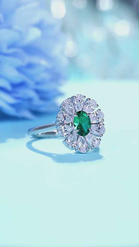 Sterling Silver Lab - Grown Emerald Ring A – JSEGR676Y