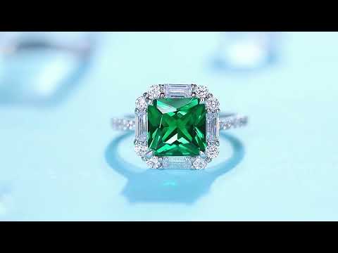 Sterling Silver Lab - Grown Emerald Ring A – JSEGR116Y