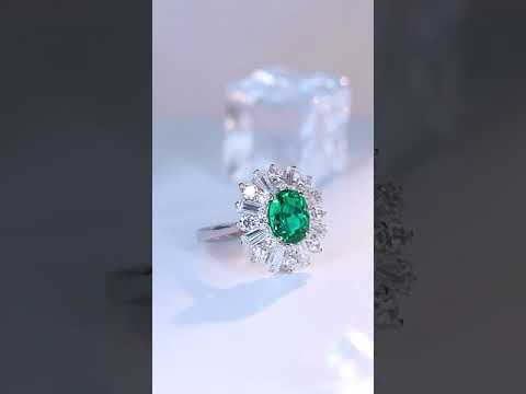 Sterling Silver Lab - Grown Emerald Ring A – JSEGR106Y