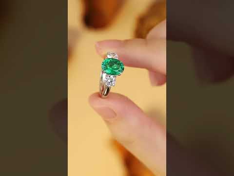 Sterling Silver Lab - Grown Emerald Ring W – JSEGR107Y-A